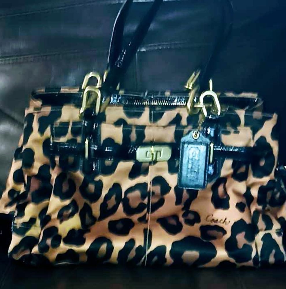 Leopard Print Women's  Brown Coach Purse Maybe Use A Few Times And Excellent Co